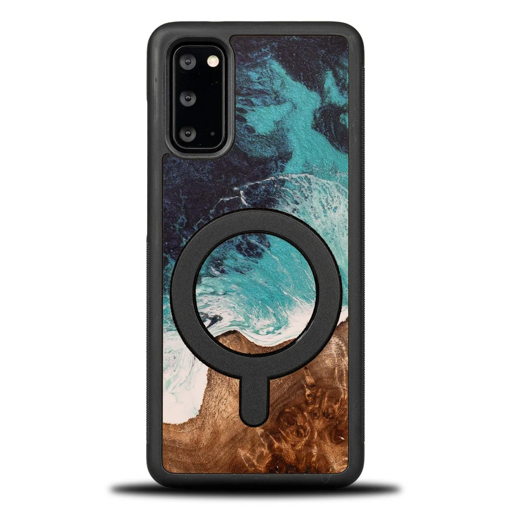 Holzhülle für Galaxy S20 FE, Bewood Unique Dream Island für MagSafe, Blau-Braun - Image 2