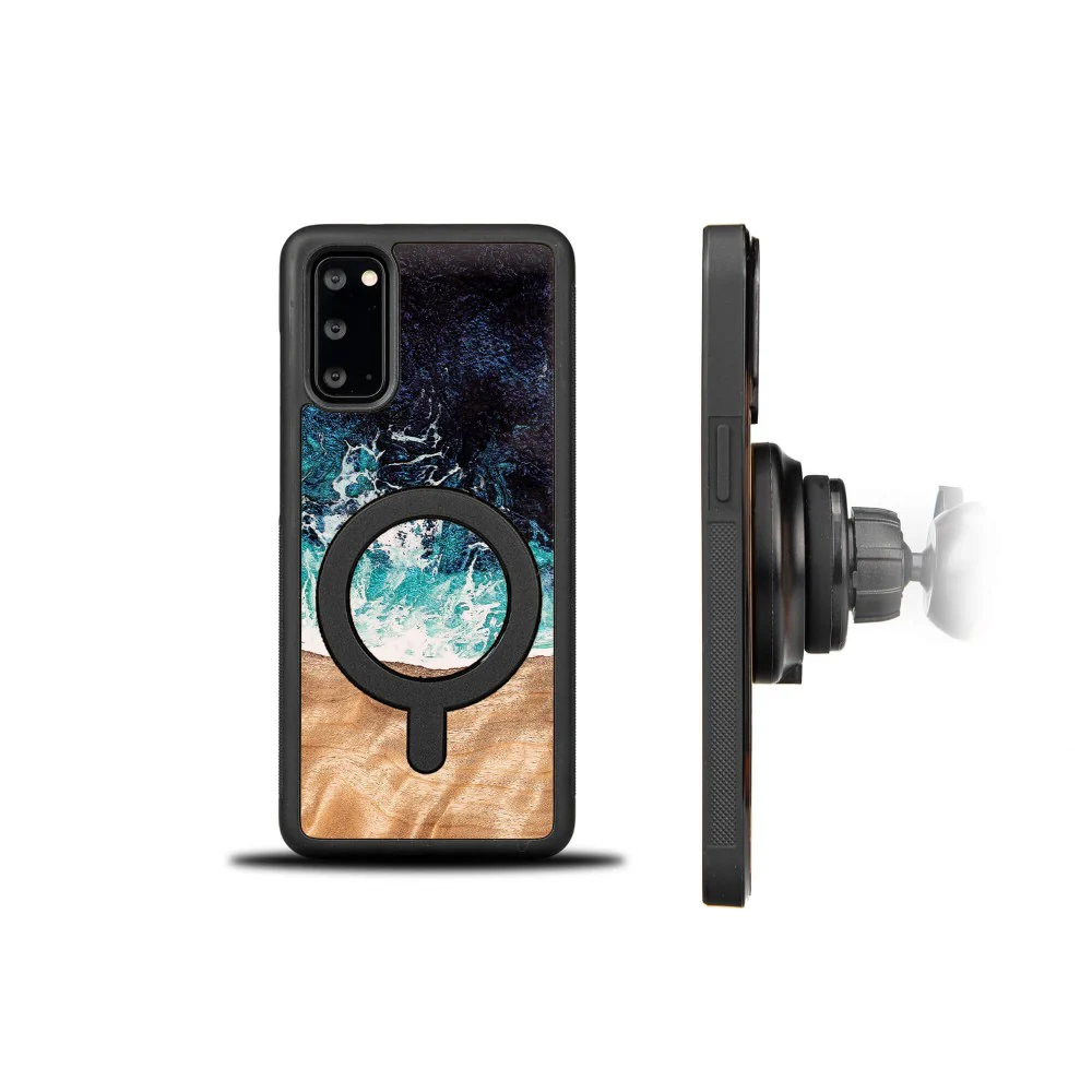 Holzhülle für Galaxy S20 FE, Bewood Unique Dream Island für MagSafe, Blau-Braun - Image 4