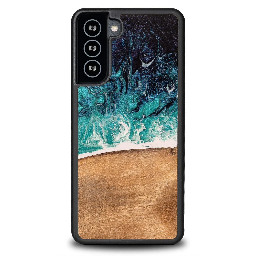 Holzhülle für Galaxy S21, Bewood Unique Dream Island, Blau-Braun - Image 10