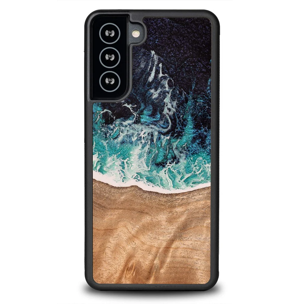 Holzhülle für Galaxy S21, Bewood Unique Dream Island, Blau-Braun - Image 9