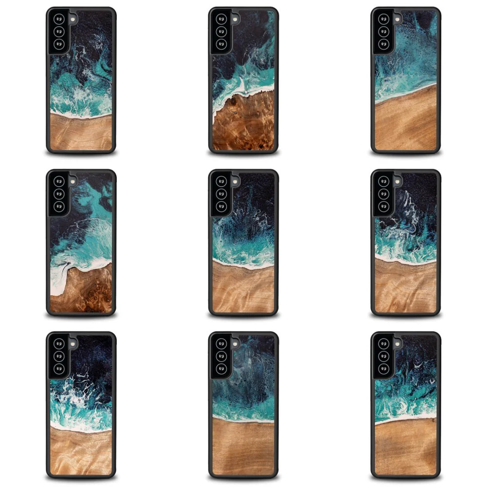 Holzhülle für Galaxy S21 Plus, Bewood Unique Dream Island, Blau-Braun - Image 3