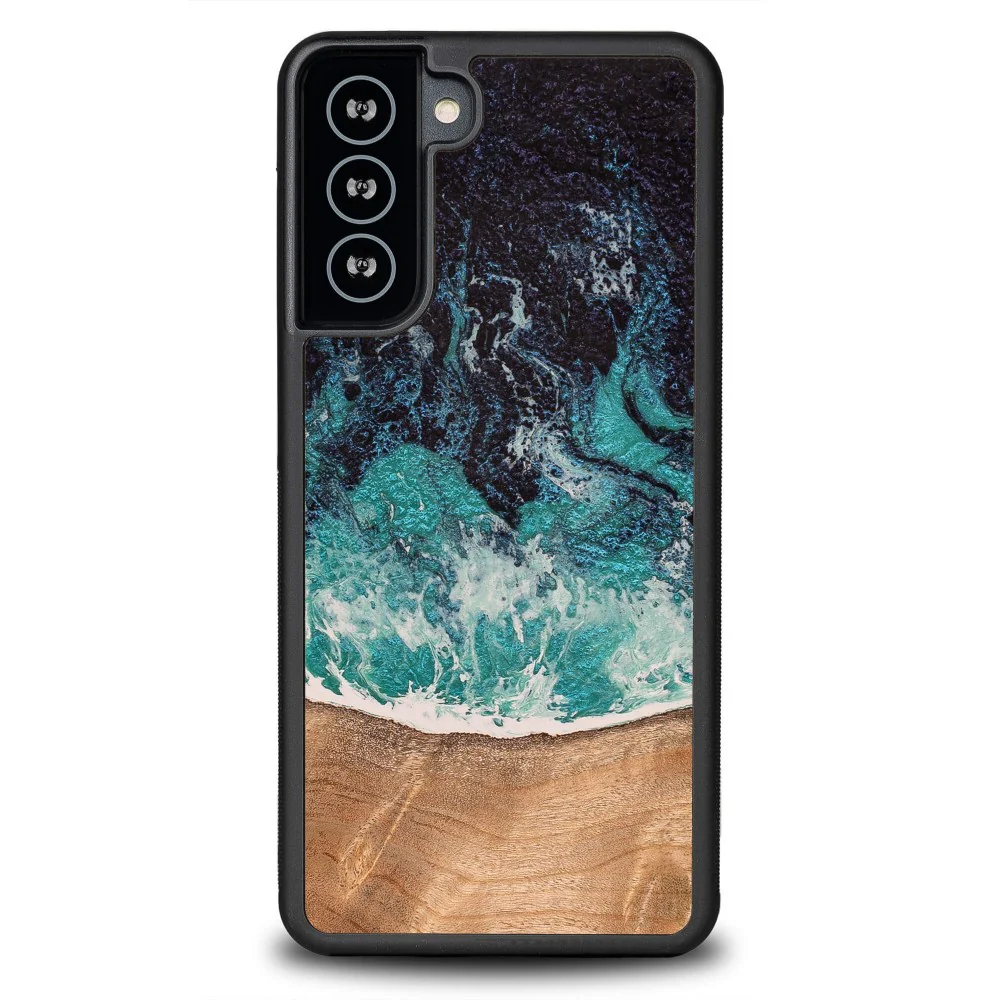 Holzhülle für Galaxy S21 Plus, Bewood Unique Dream Island, Blau-Braun - Image 5