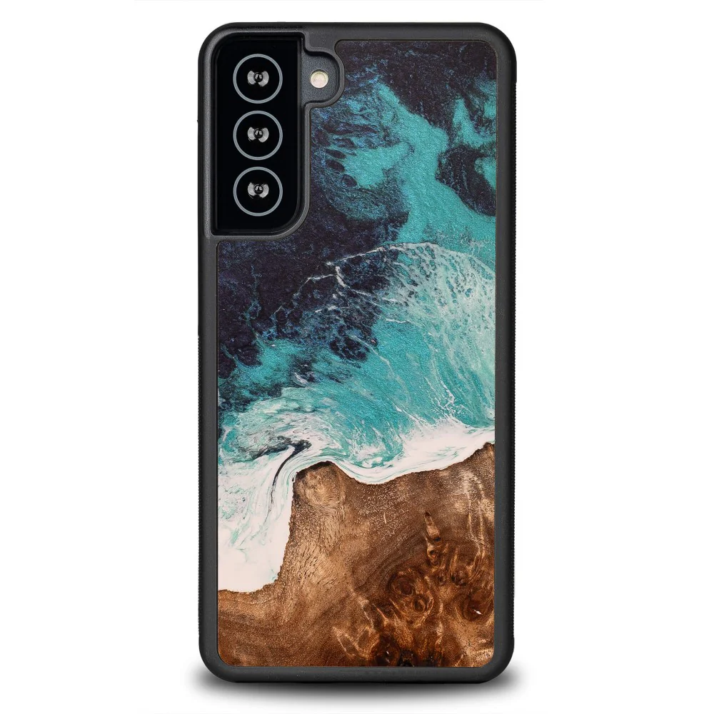 Holzhülle für Galaxy S21 Plus, Bewood Unique Dream Island, Blau-Braun - Image 6