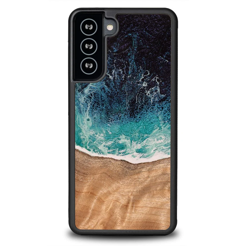 Holzhülle für Galaxy S21 Plus, Bewood Unique Dream Island, Blau-Braun - Image 7