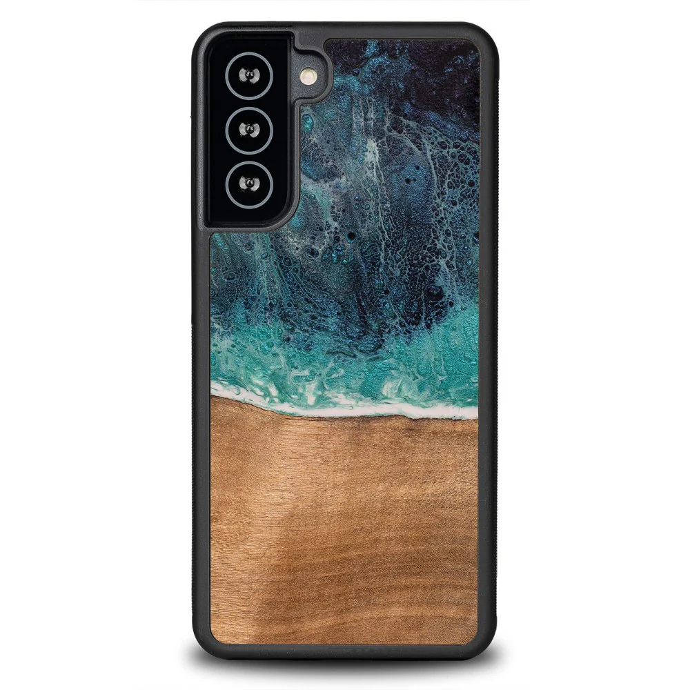 Holzhülle für Galaxy S21 Plus, Bewood Unique Dream Island, Blau-Braun - Image 8