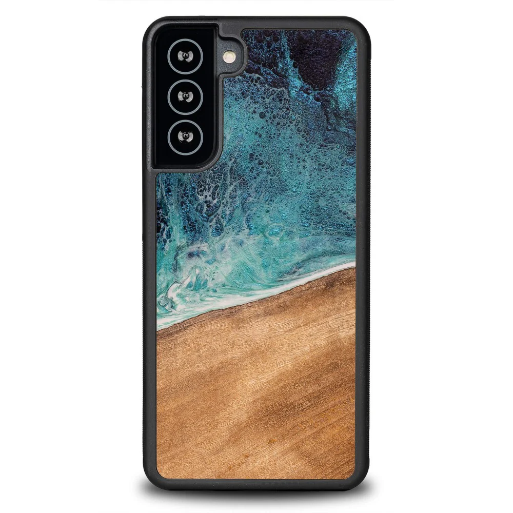 Holzhülle für Galaxy S21 Plus, Bewood Unique Dream Island, Blau-Braun - Image 9