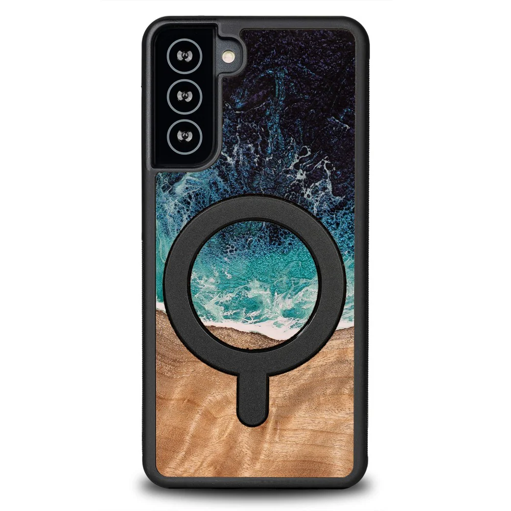 Holzhülle für Galaxy S21 Plus, Bewood Unique Dream Island für MagSafe, Blau-Braun - Image 8