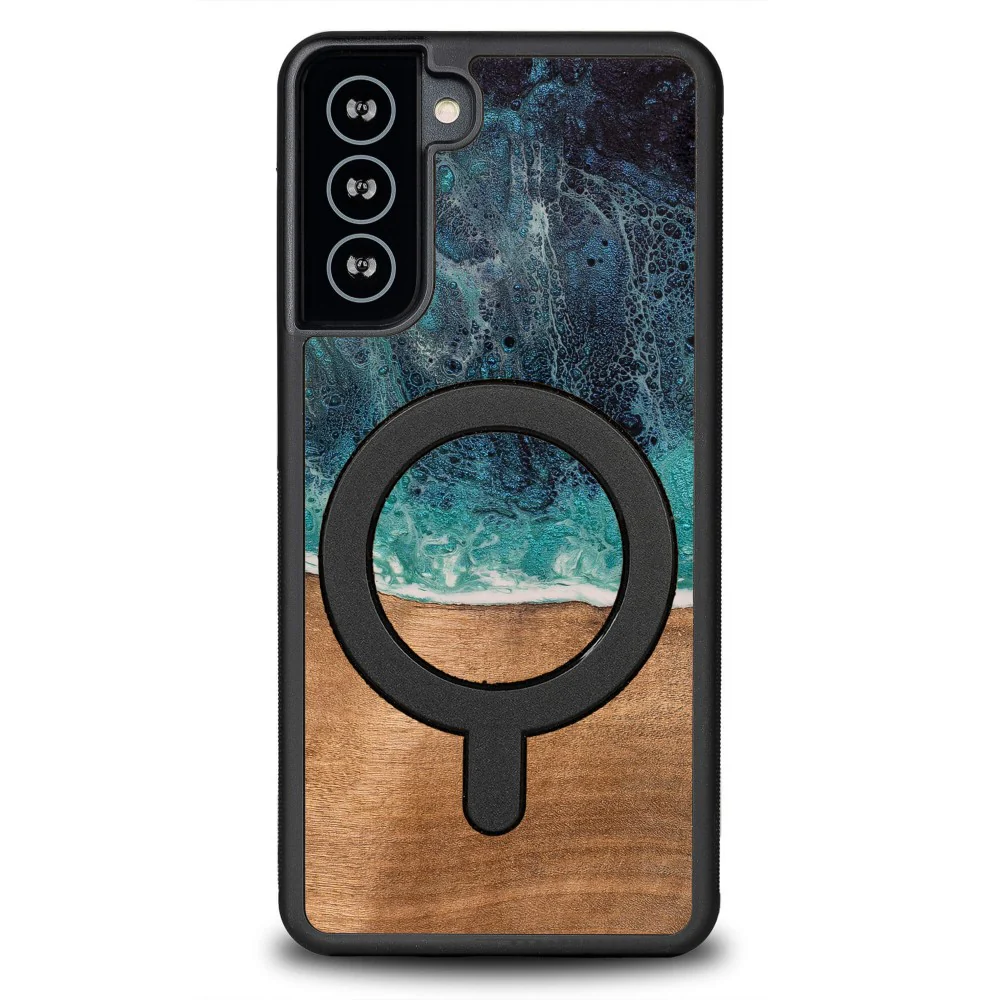 Holzhülle für Galaxy S21 Plus, Bewood Unique Dream Island für MagSafe, Blau-Braun - Image 9