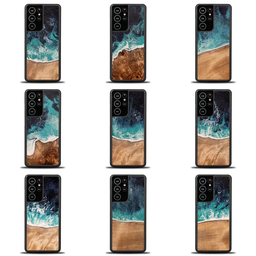 Holzhülle für Galaxy S21 Ultra, Bewood Unique Dream Island, Blau-Braun - Image 3