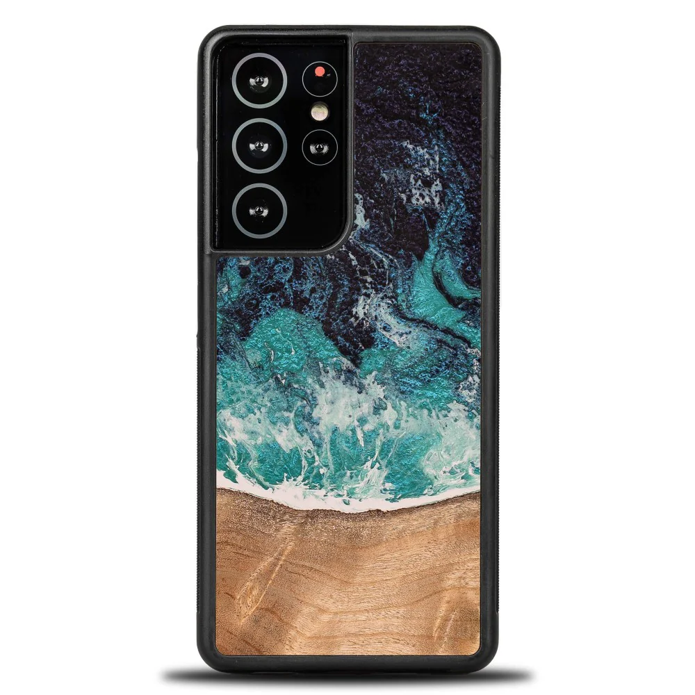 Holzhülle für Galaxy S21 Ultra, Bewood Unique Dream Island, Blau-Braun - Image 5