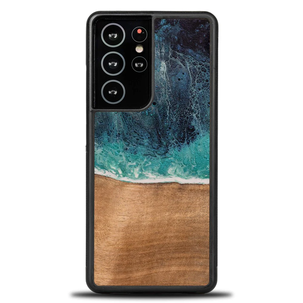 Holzhülle für Galaxy S21 Ultra, Bewood Unique Dream Island, Blau-Braun - Image 8