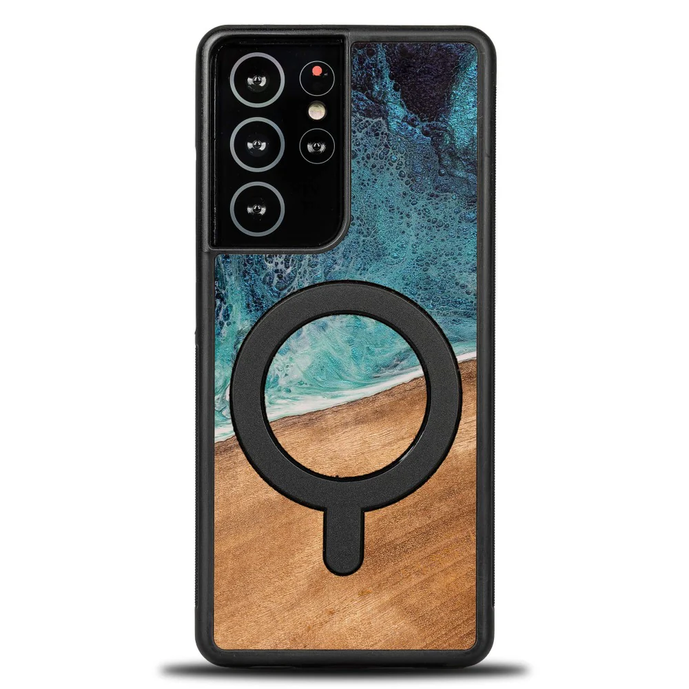 Holzhülle für Galaxy S21 Ultra, Bewood Unique Dream Island für MagSafe, Blau-Braun - Image 10