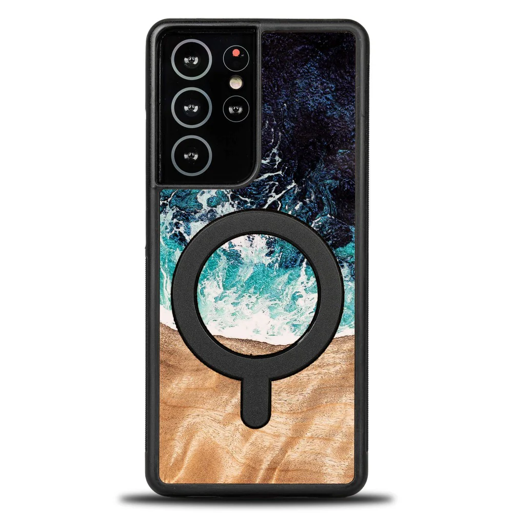 Holzhülle für Galaxy S21 Ultra, Bewood Unique Dream Island für MagSafe, Blau-Braun - Image 6