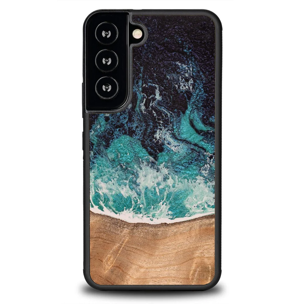Holzhülle für Galaxy S22, Bewood Unique Dream Island, Blau-Braun - Image 5