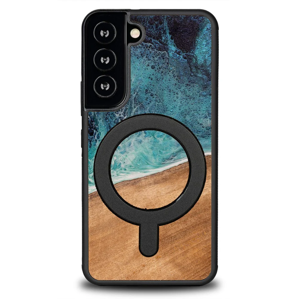 Holzhülle für Galaxy S22, Bewood Unique Dream Island für MagSafe, Blau-Braun - Image 10