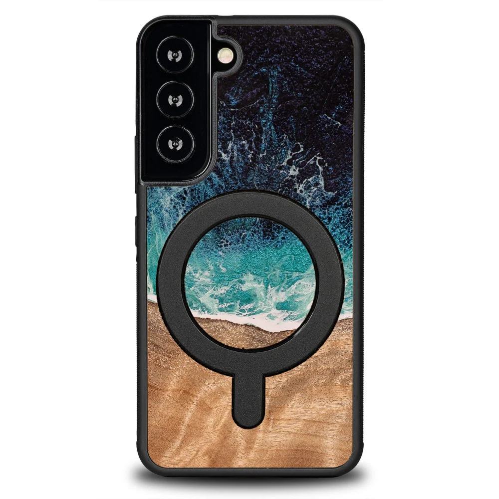 Holzhülle für Galaxy S22, Bewood Unique Dream Island für MagSafe, Blau-Braun - Image 8