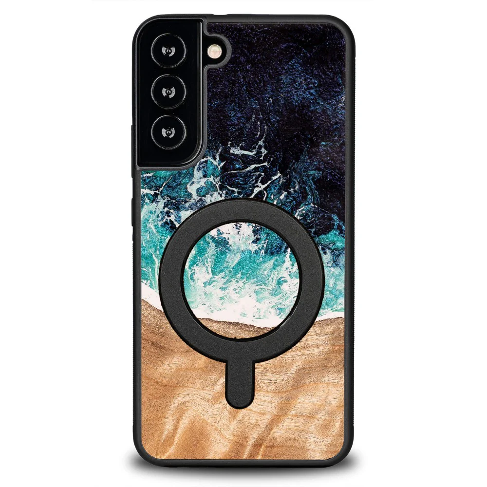 Holzhülle für Galaxy S22 Plus, Bewood Unique Dream Island für MagSafe, Blau-Braun - Image 6