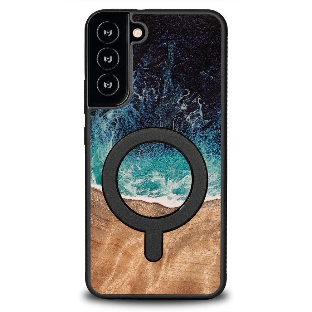 Holzhülle für Galaxy S22 Plus, Bewood Unique Dream Island für MagSafe, Blau-Braun - Image 8