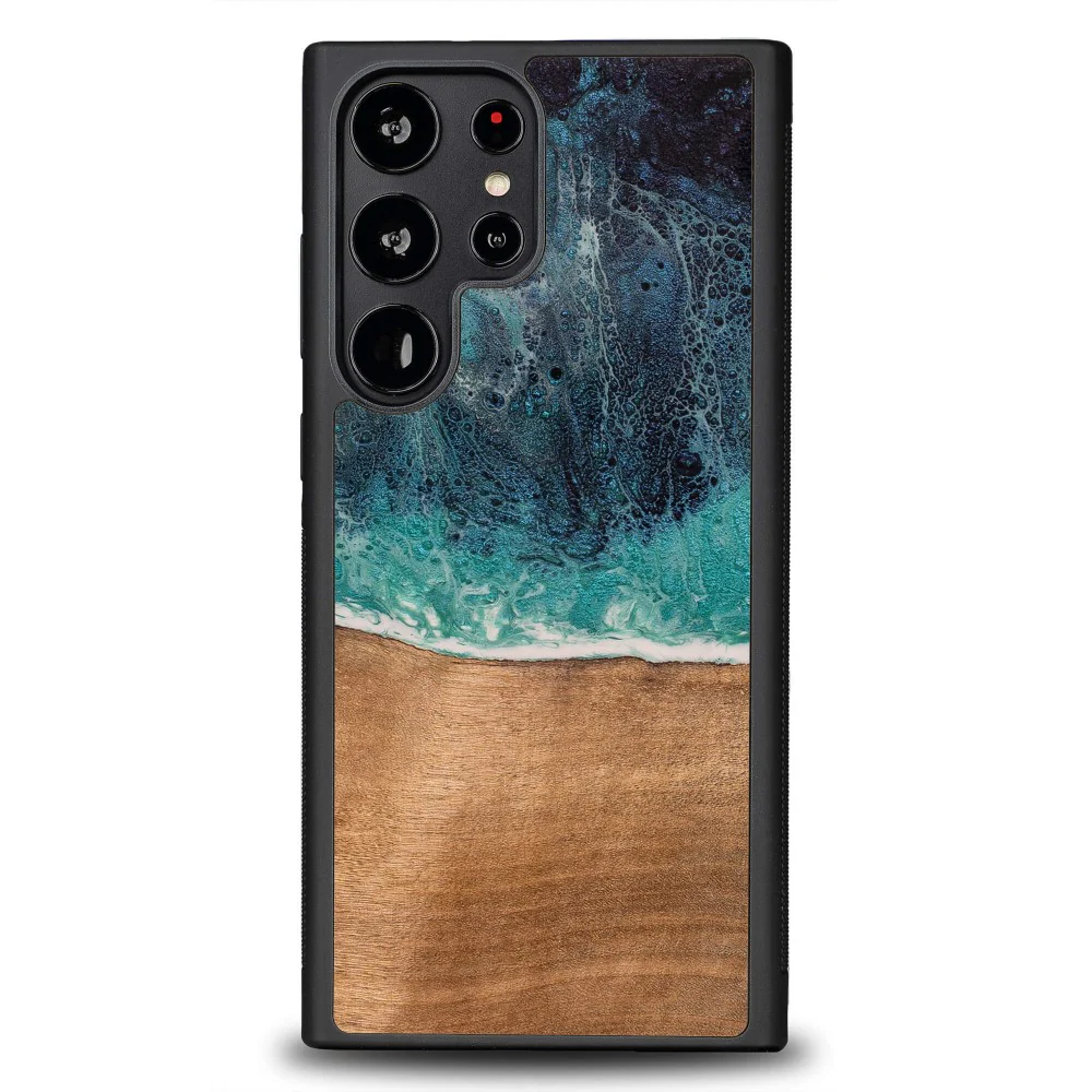 Holzhülle für Galaxy S22 Ultra, Bewood Unique Dream Island, Blau-Braun - Image 8