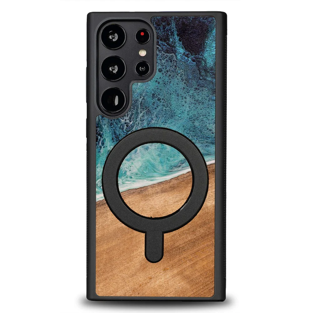 Holzhülle für Galaxy S22 Ultra, Bewood Unique Dream Island für MagSafe, Blau-Braun - Image 10