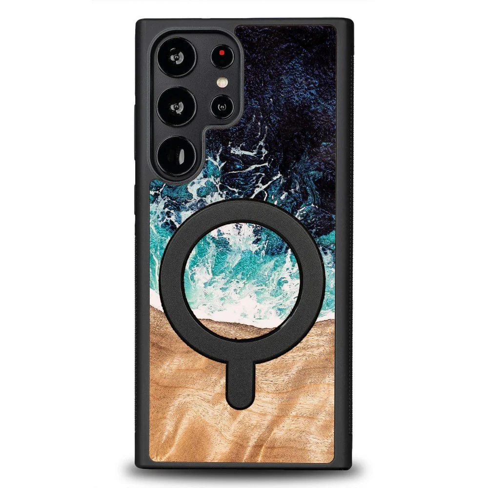 Holzhülle für Galaxy S22 Ultra, Bewood Unique Dream Island für MagSafe, Blau-Braun - Image 6