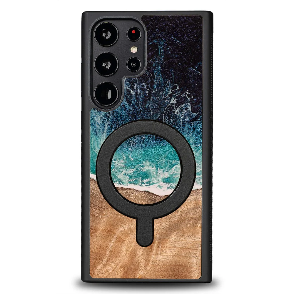Holzhülle für Galaxy S22 Ultra, Bewood Unique Dream Island für MagSafe, Blau-Braun - Image 8