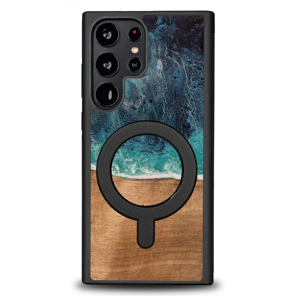 Holzhülle für Galaxy S22 Ultra, Bewood Unique Dream Island für MagSafe, Blau-Braun - Image 9