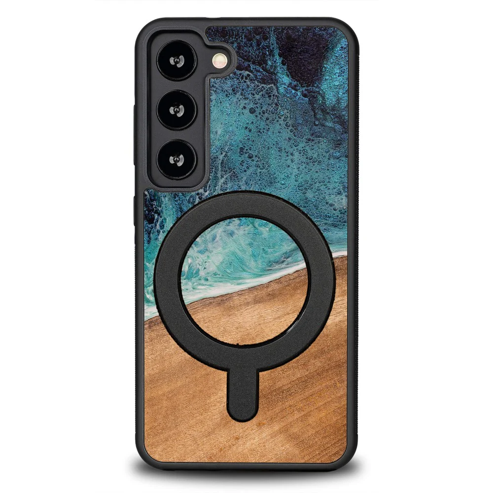 Holzhülle für Galaxy S23, Bewood Unique Dream Island für MagSafe, Blau-Braun - Image 10