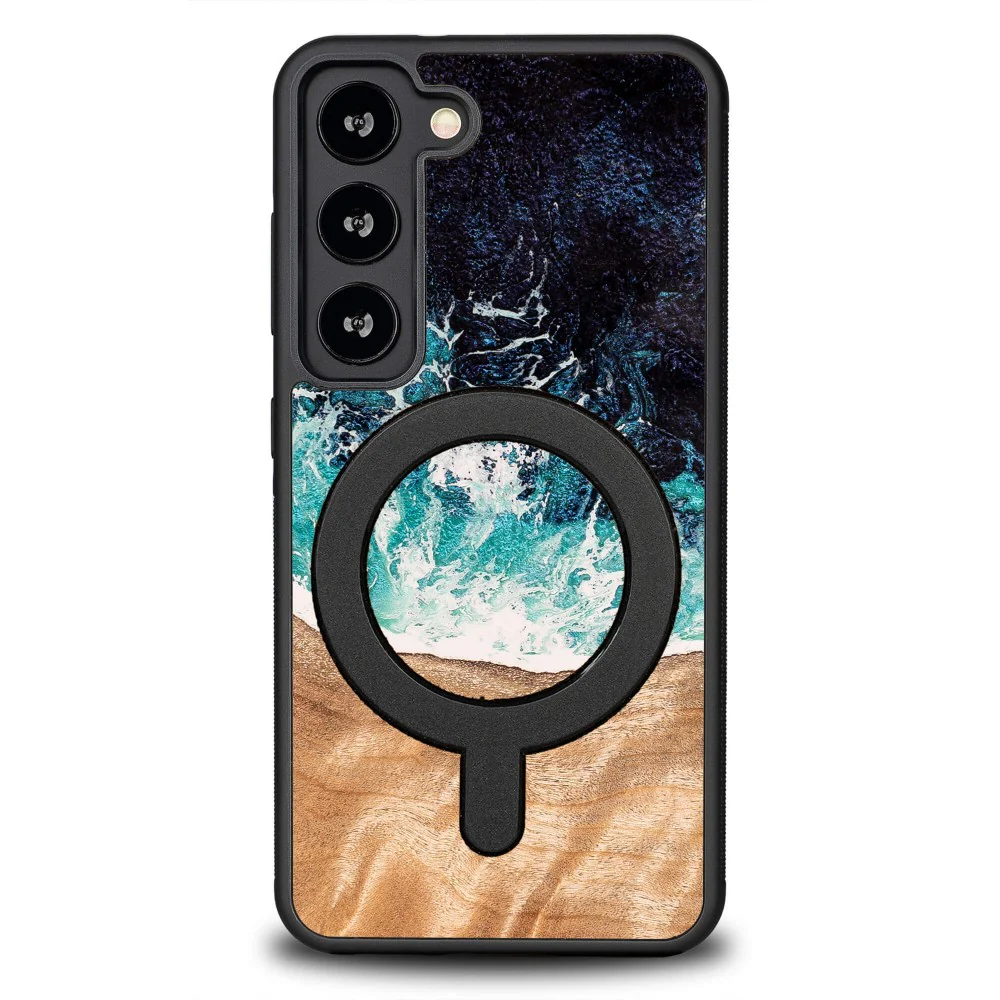 Holzhülle für Galaxy S23, Bewood Unique Dream Island für MagSafe, Blau-Braun - Image 6