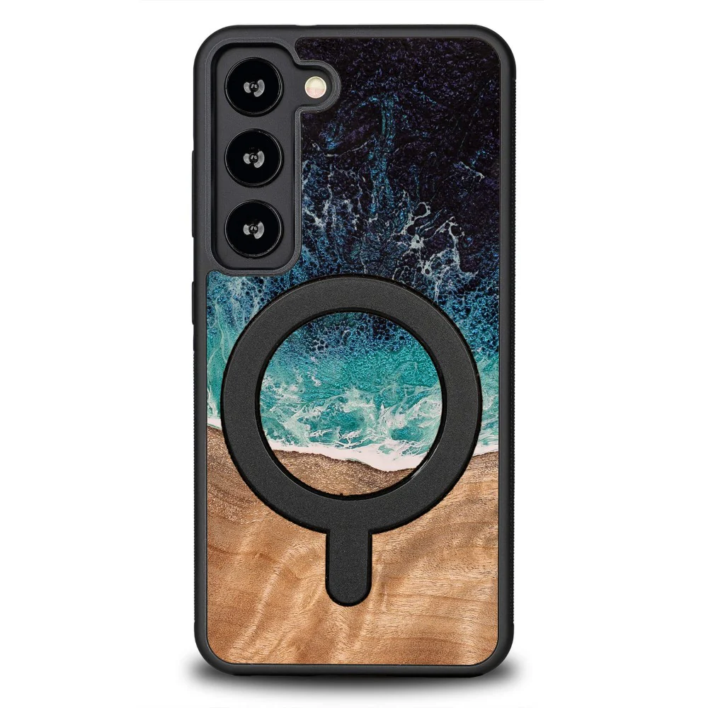 Holzhülle für Galaxy S23, Bewood Unique Dream Island für MagSafe, Blau-Braun - Image 8