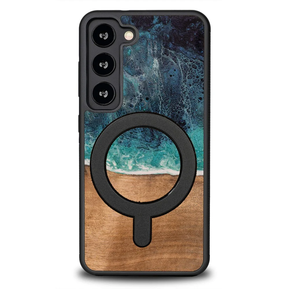 Holzhülle für Galaxy S23, Bewood Unique Dream Island für MagSafe, Blau-Braun - Image 9