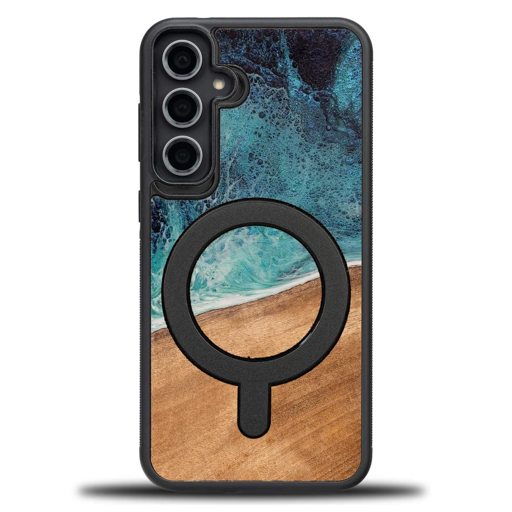 Holzhülle für Galaxy S23 FE, Bewood Unique Dream Island für MagSafe, Blau-Braun - Image 10