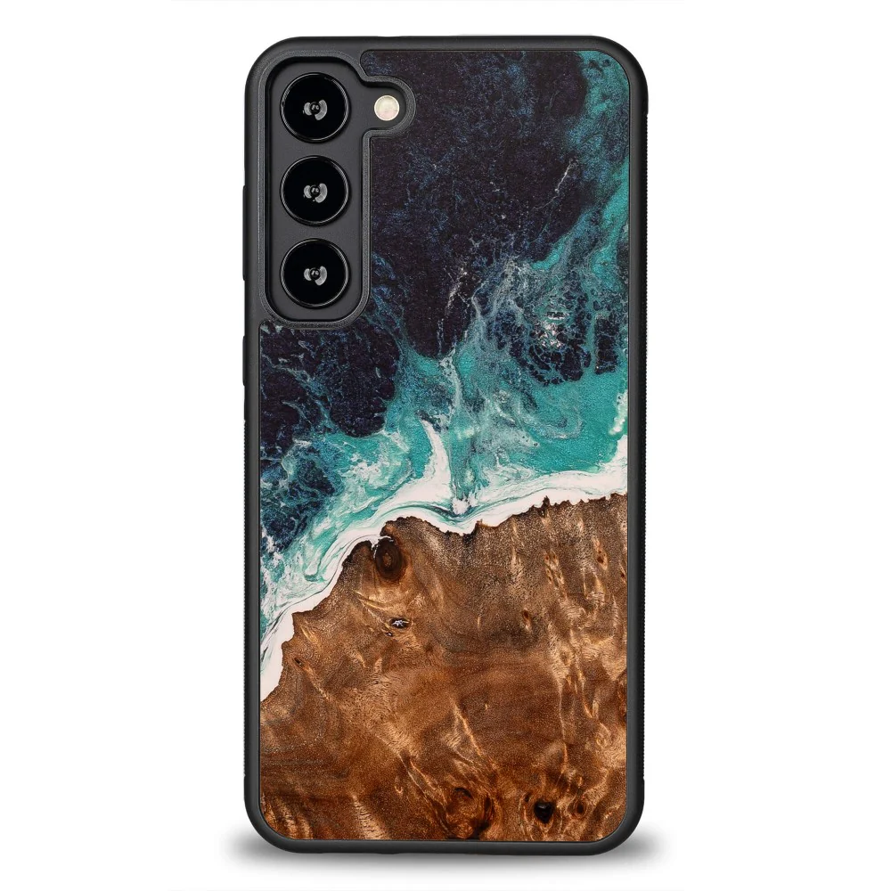 Holzhülle für Galaxy S23 Plus, Bewood Unique Dream Island, Blau-Braun - Image 2