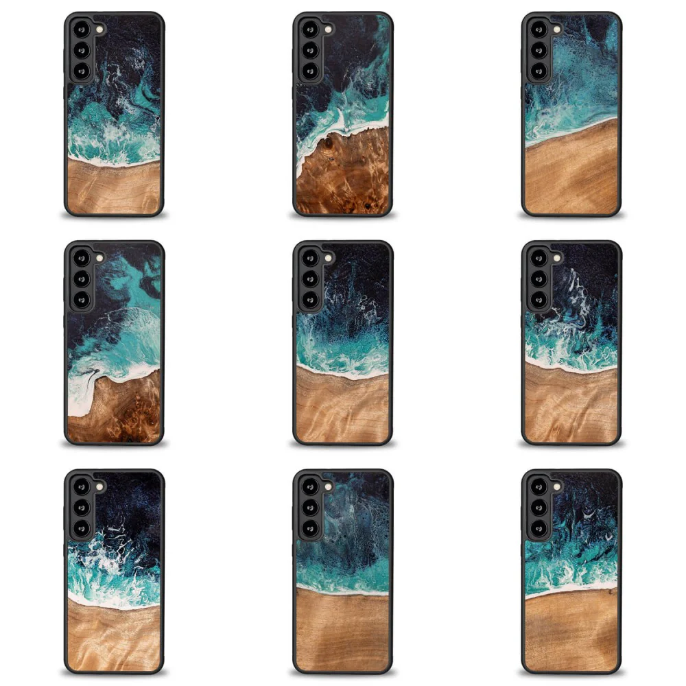 Holzhülle für Galaxy S23 Plus, Bewood Unique Dream Island, Blau-Braun - Image 3