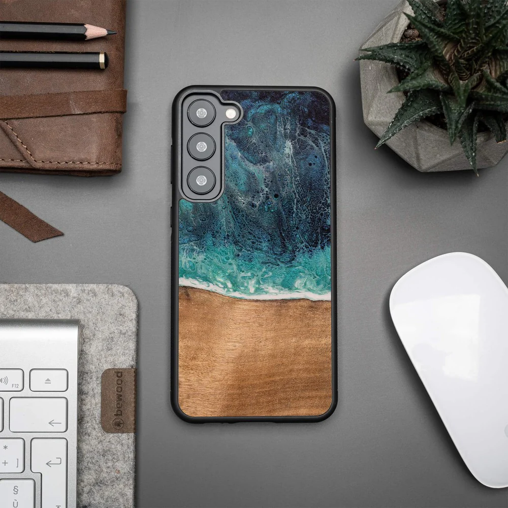 Holzhülle für Galaxy S23 Plus, Bewood Unique Dream Island, Blau-Braun - Image 4
