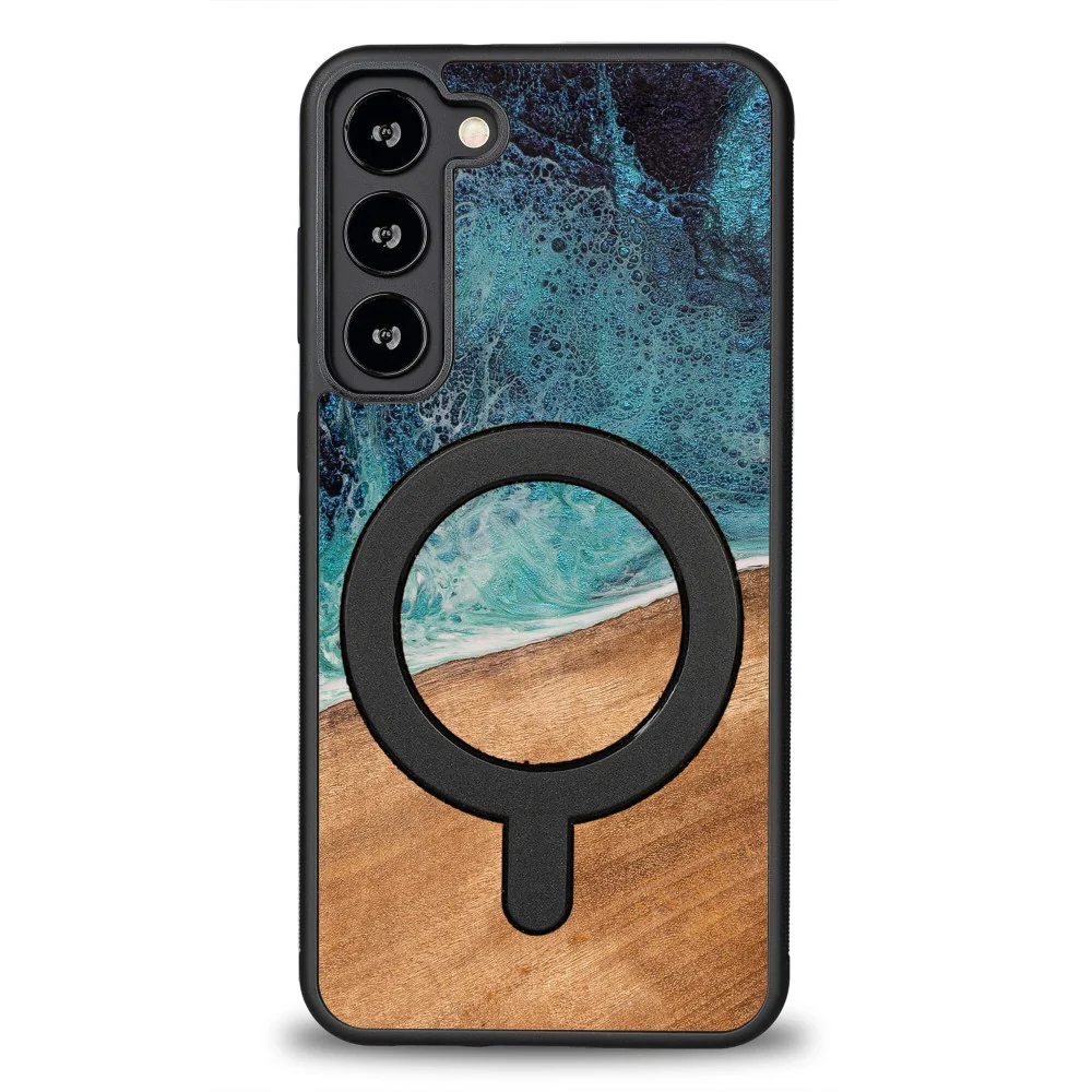 Holzhülle für Galaxy S23 Plus, Bewood Unique Dream Island für MagSafe, Blau-Braun - Image 10