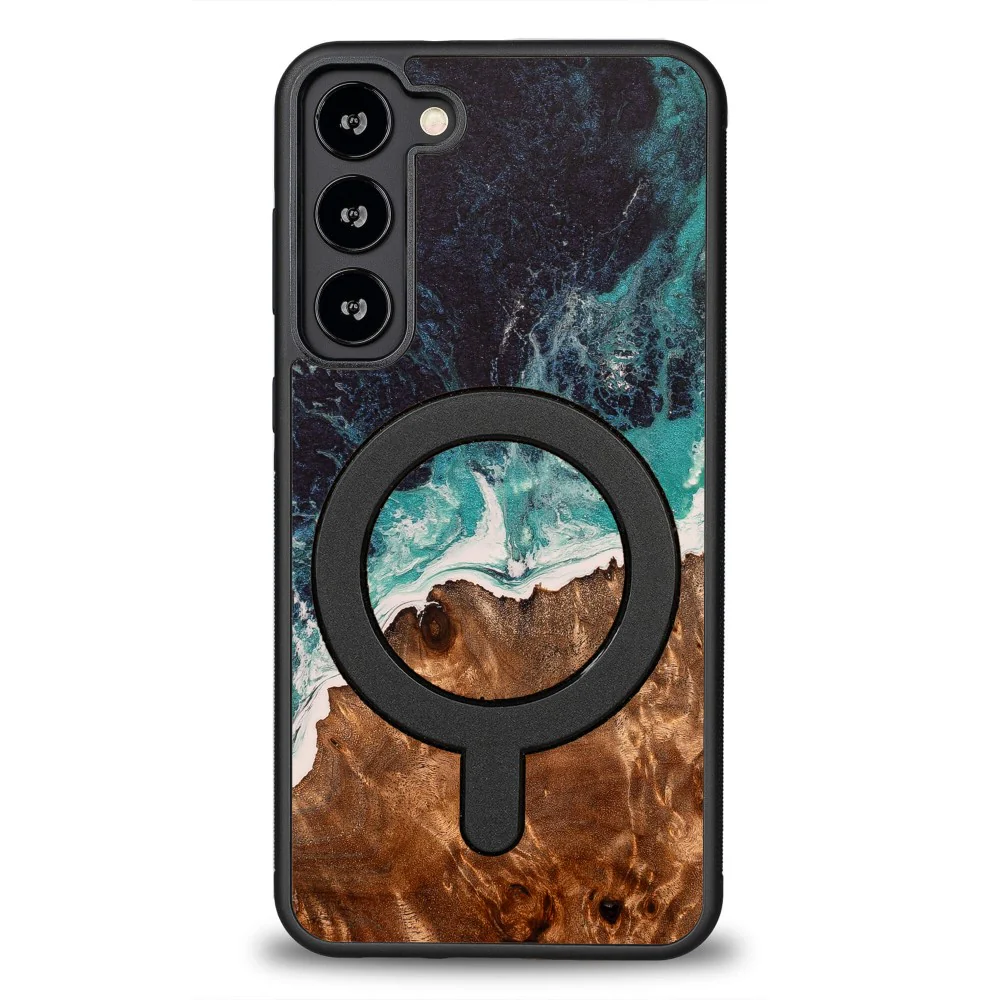 Holzhülle für Galaxy S23 Plus, Bewood Unique Dream Island für MagSafe, Blau-Braun - Image 7