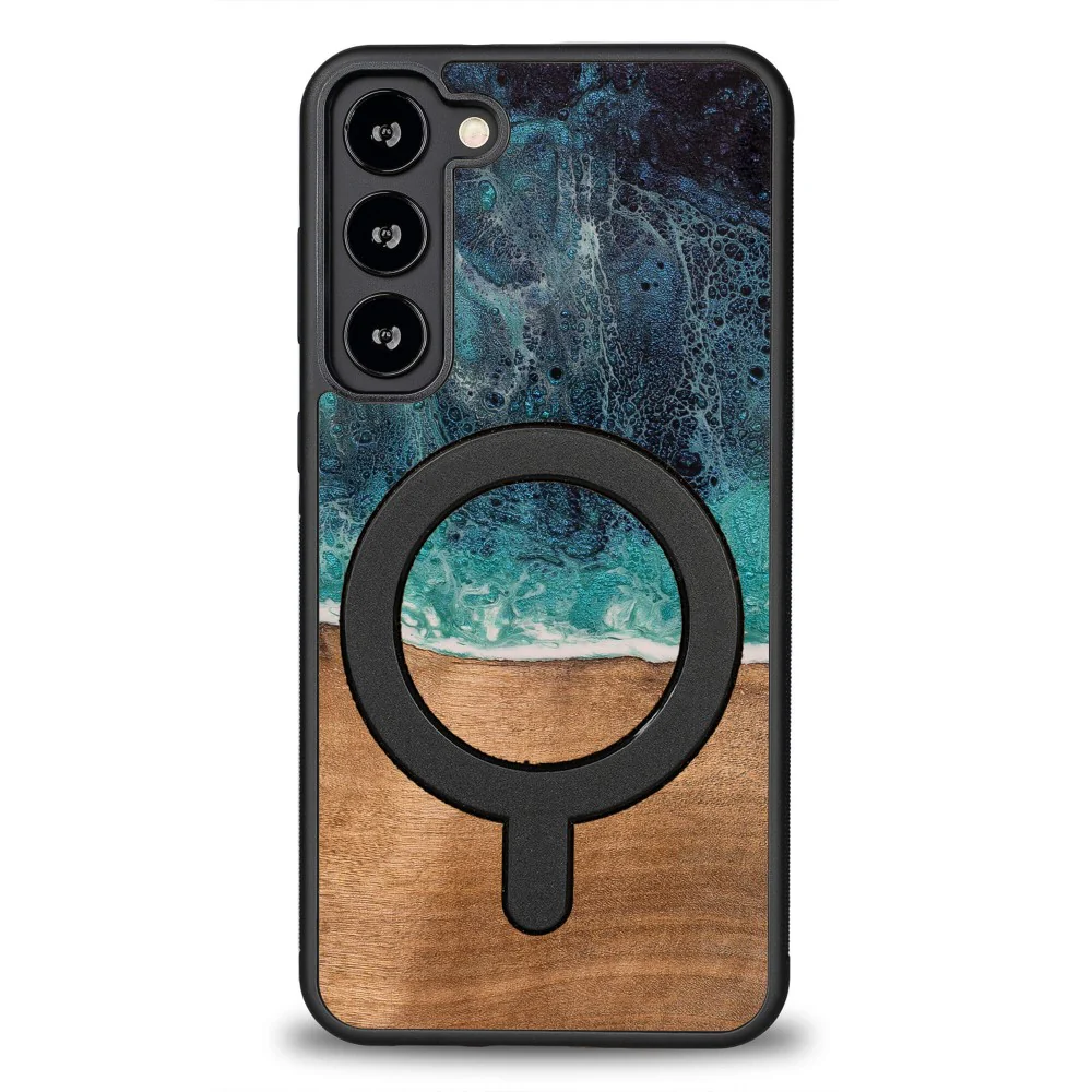 Holzhülle für Galaxy S23 Plus, Bewood Unique Dream Island für MagSafe, Blau-Braun - Image 9