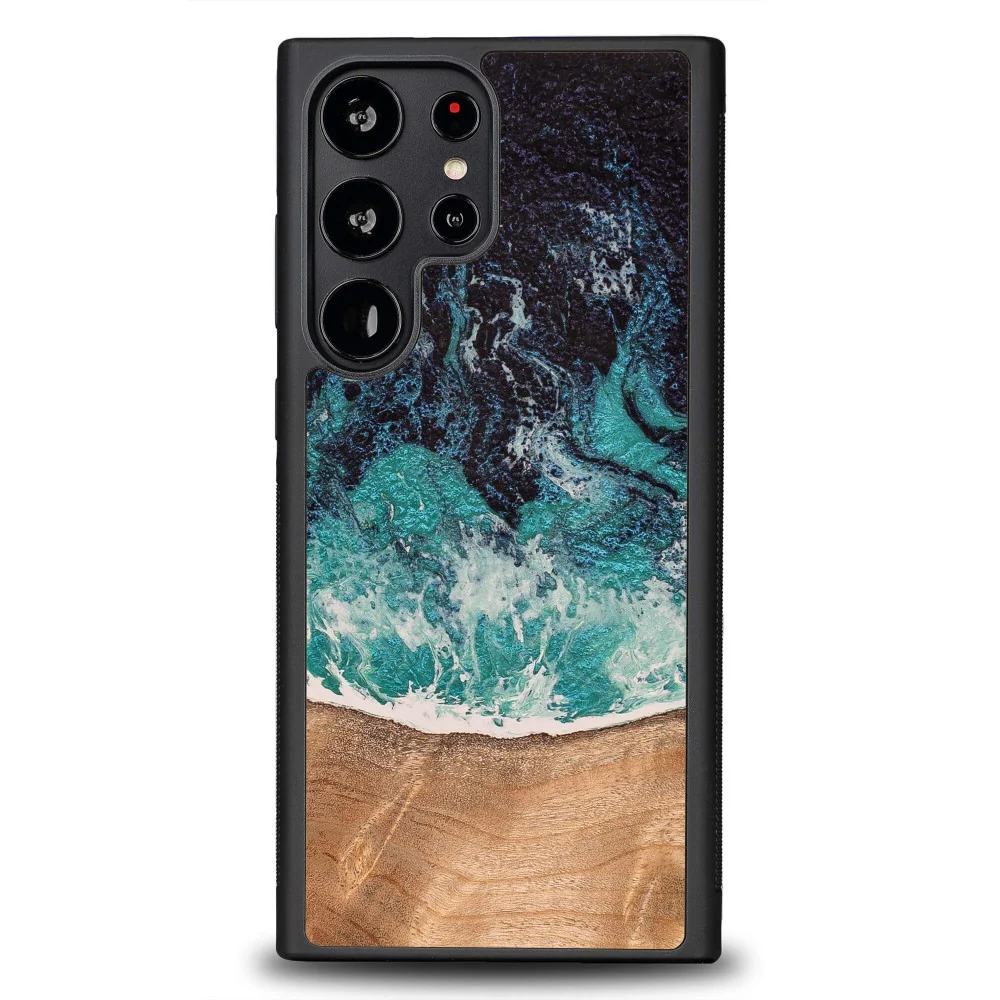 Holzhülle für Galaxy S23 Ultra, Bewood Unique Dream Island, Blau-Braun - Image 5