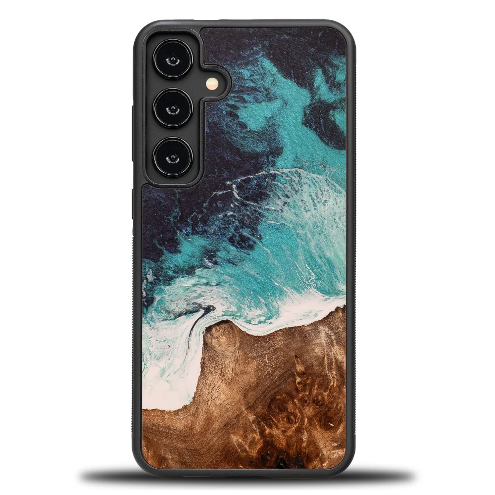 Holzhülle für Galaxy S24 FE, Bewood Unique Dream Island, Blau-Braun - Image 6