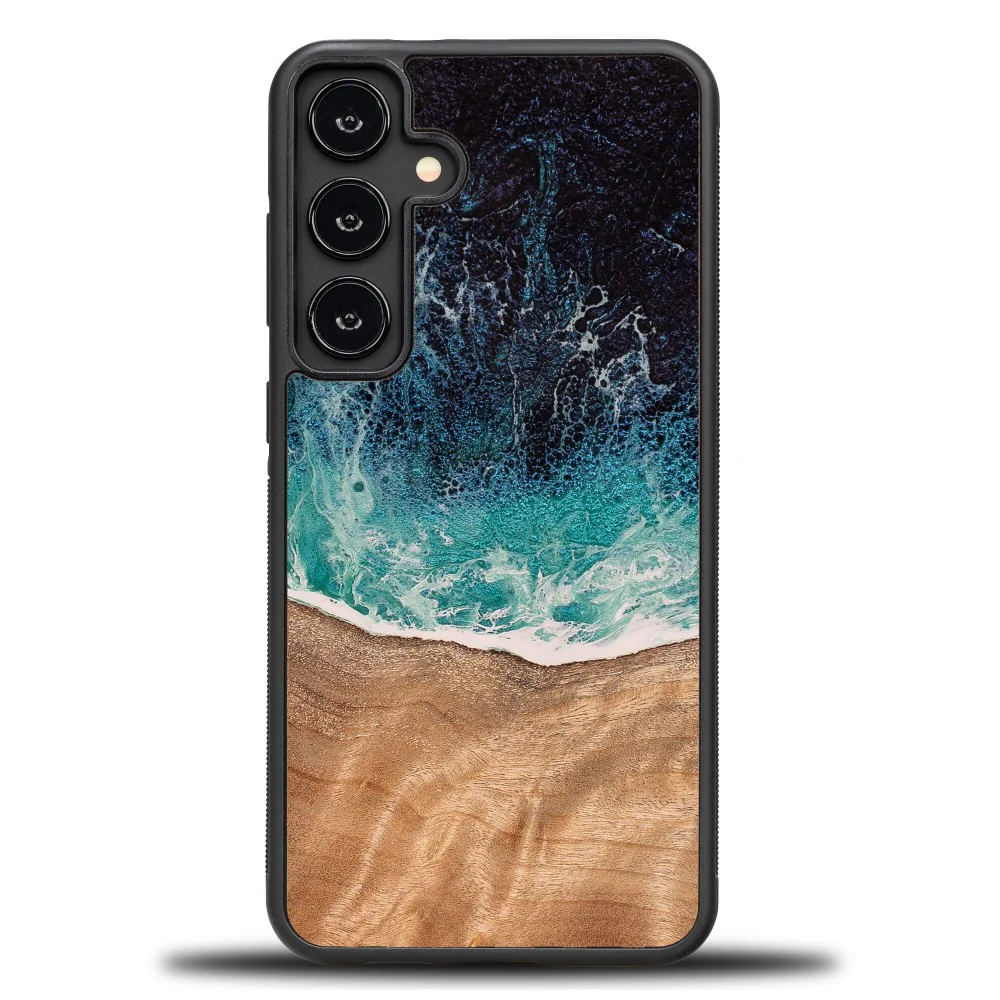 Holzhülle für Galaxy S24 FE, Bewood Unique Dream Island, Blau-Braun - Image 7