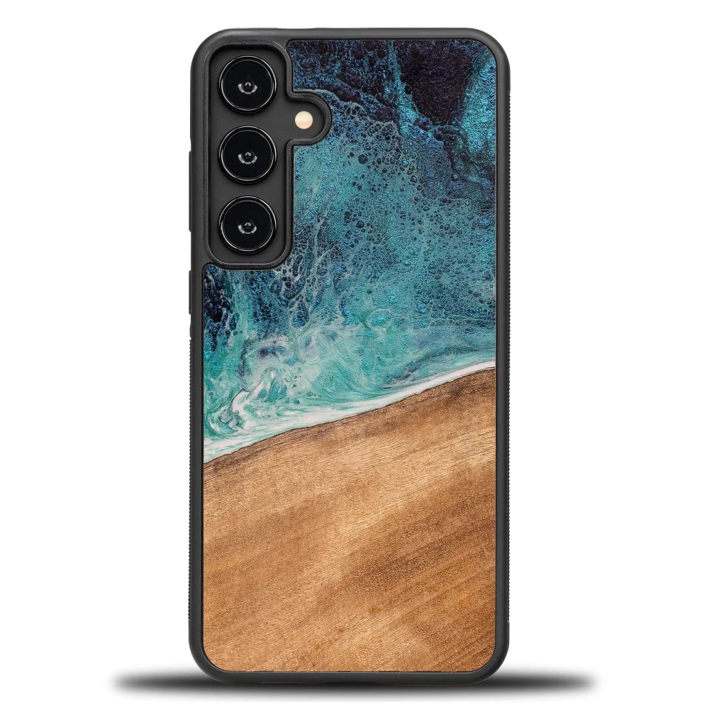 Holzhülle für Galaxy S24 FE, Bewood Unique Dream Island, Blau-Braun - Image 9