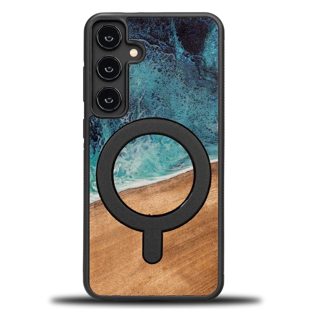 Holzhülle für Galaxy S24 FE, Bewood Unique Dream Island für MagSafe, Blau-Braun - Image 10