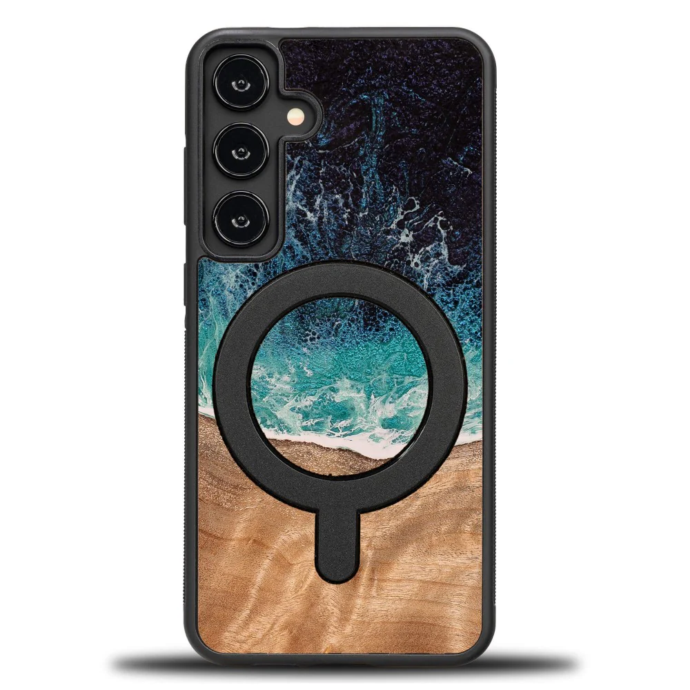 Holzhülle für Galaxy S24 FE, Bewood Unique Dream Island für MagSafe, Blau-Braun - Image 8