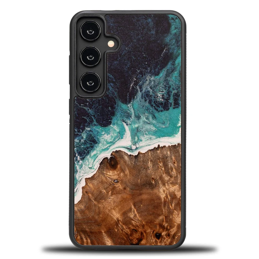 Holzhülle für Galaxy S24 Plus, Bewood Unique Dream Island, Blau-Braun - Image 2