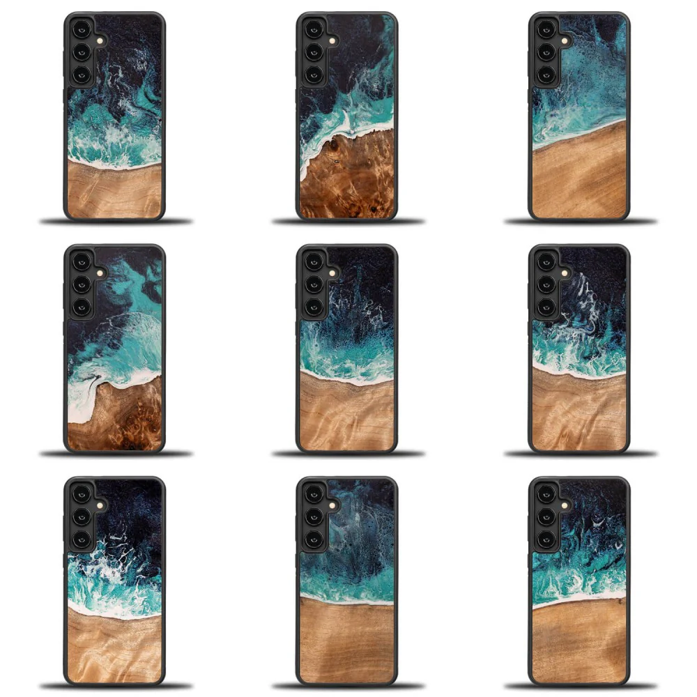 Holzhülle für Galaxy S24 Plus, Bewood Unique Dream Island, Blau-Braun - Image 3