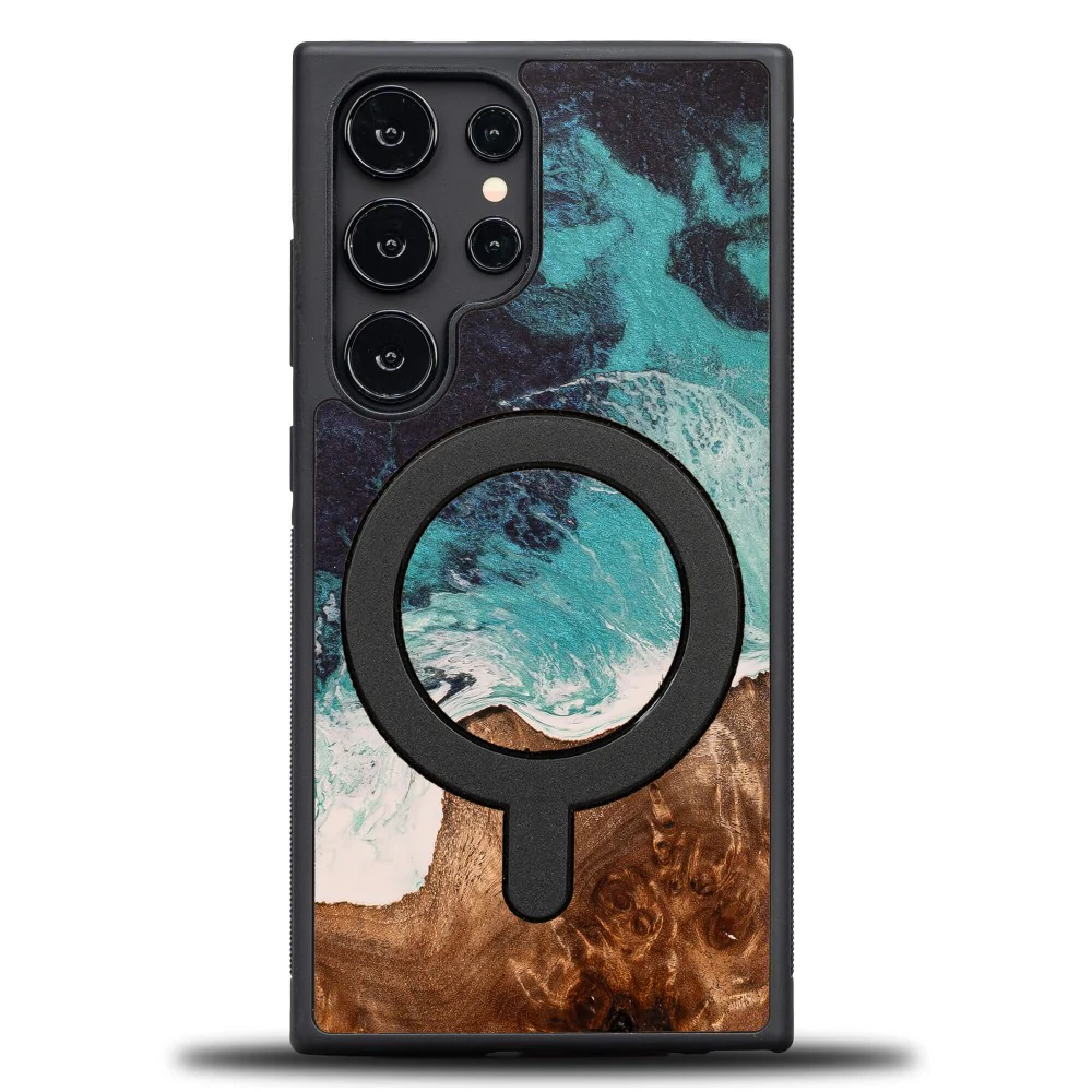 Holzhülle für Galaxy S24 Ultra, Bewood Unique Dream Island für MagSafe, Blau-Braun - Image 2