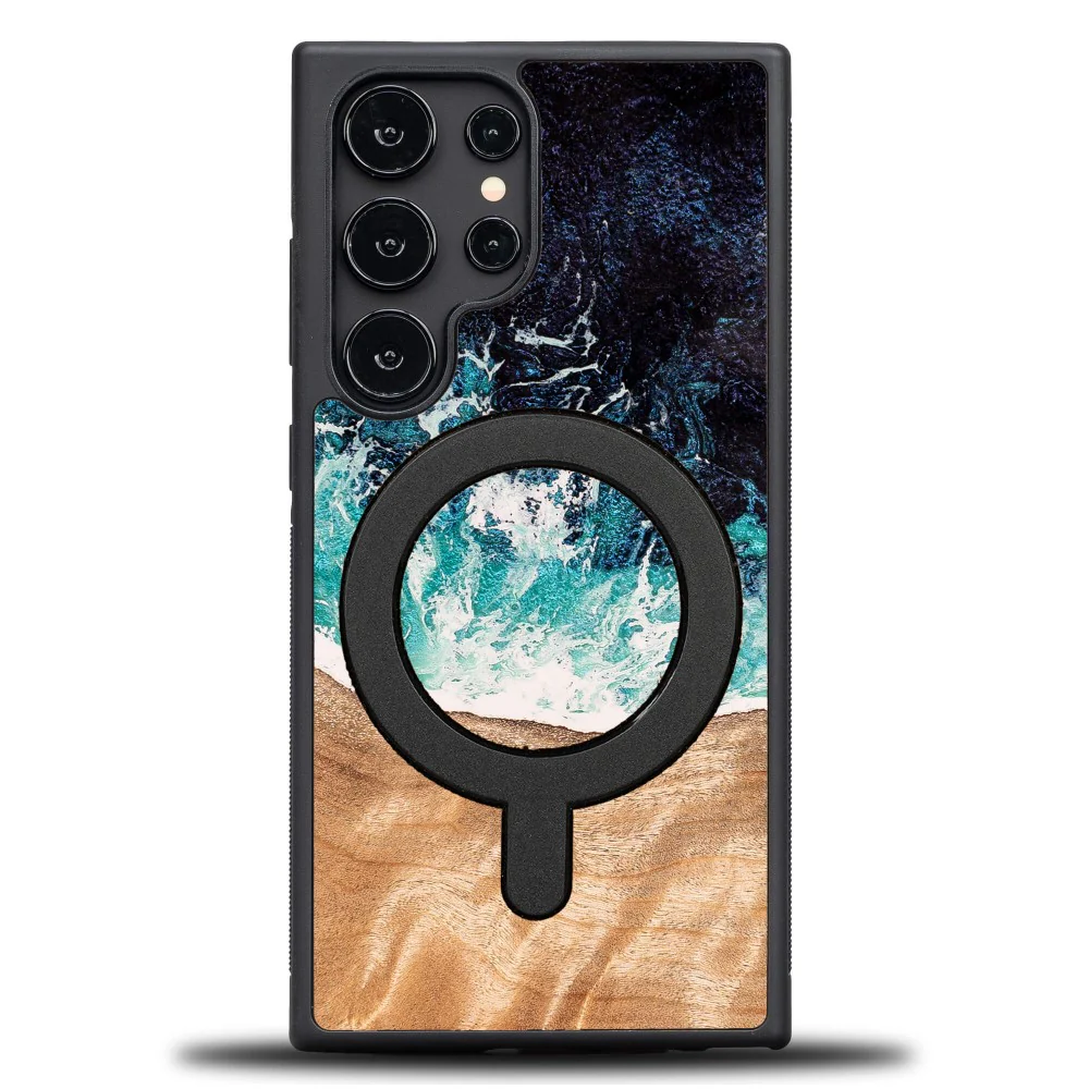 Holzhülle für Galaxy S24 Ultra, Bewood Unique Dream Island für MagSafe, Blau-Braun - Image 6
