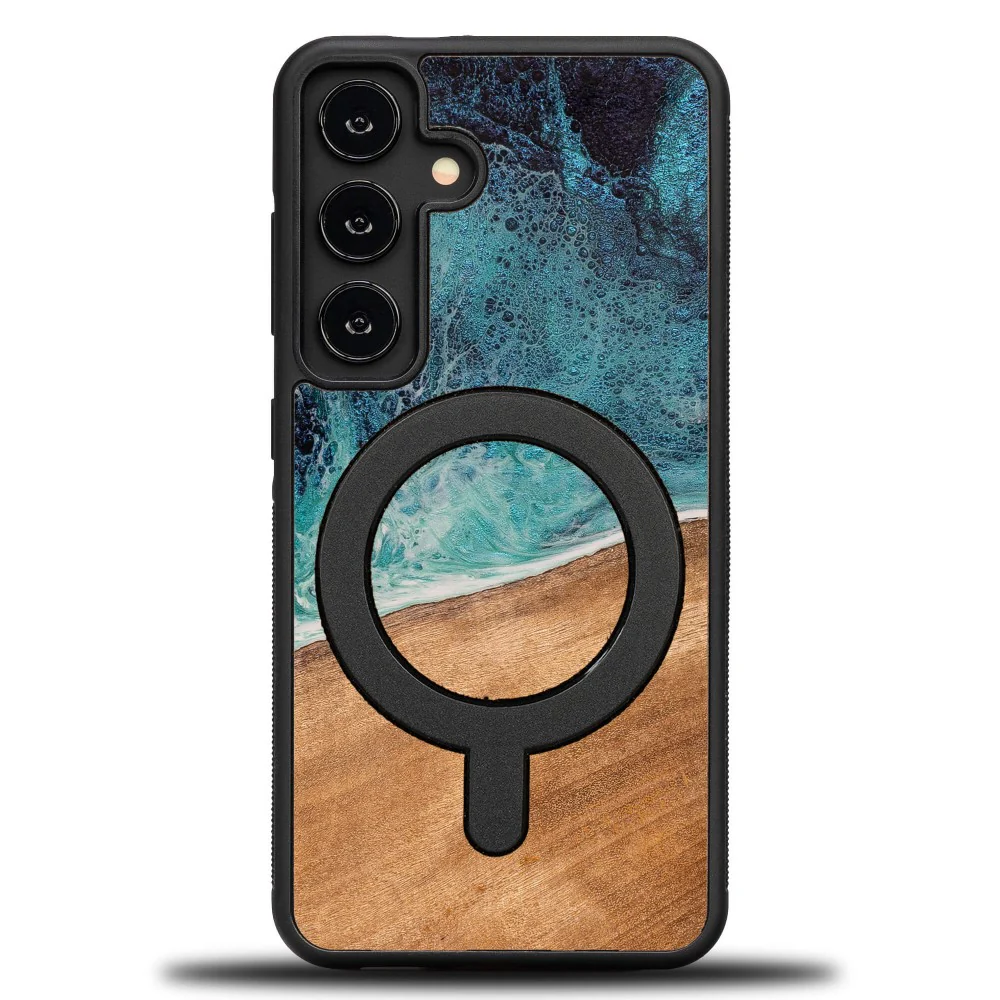 Holzhülle für Galaxy S25, Bewood Unique Dream Island für MagSafe, Blau-Braun - Image 10