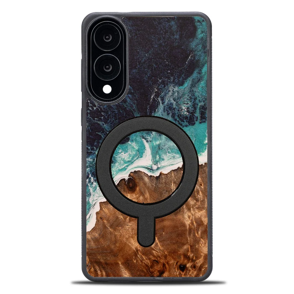 Holzhülle für Galaxy S25 Edge, Bewood Unique Dream Island für MagSafe, Blau-Braun - Image 2
